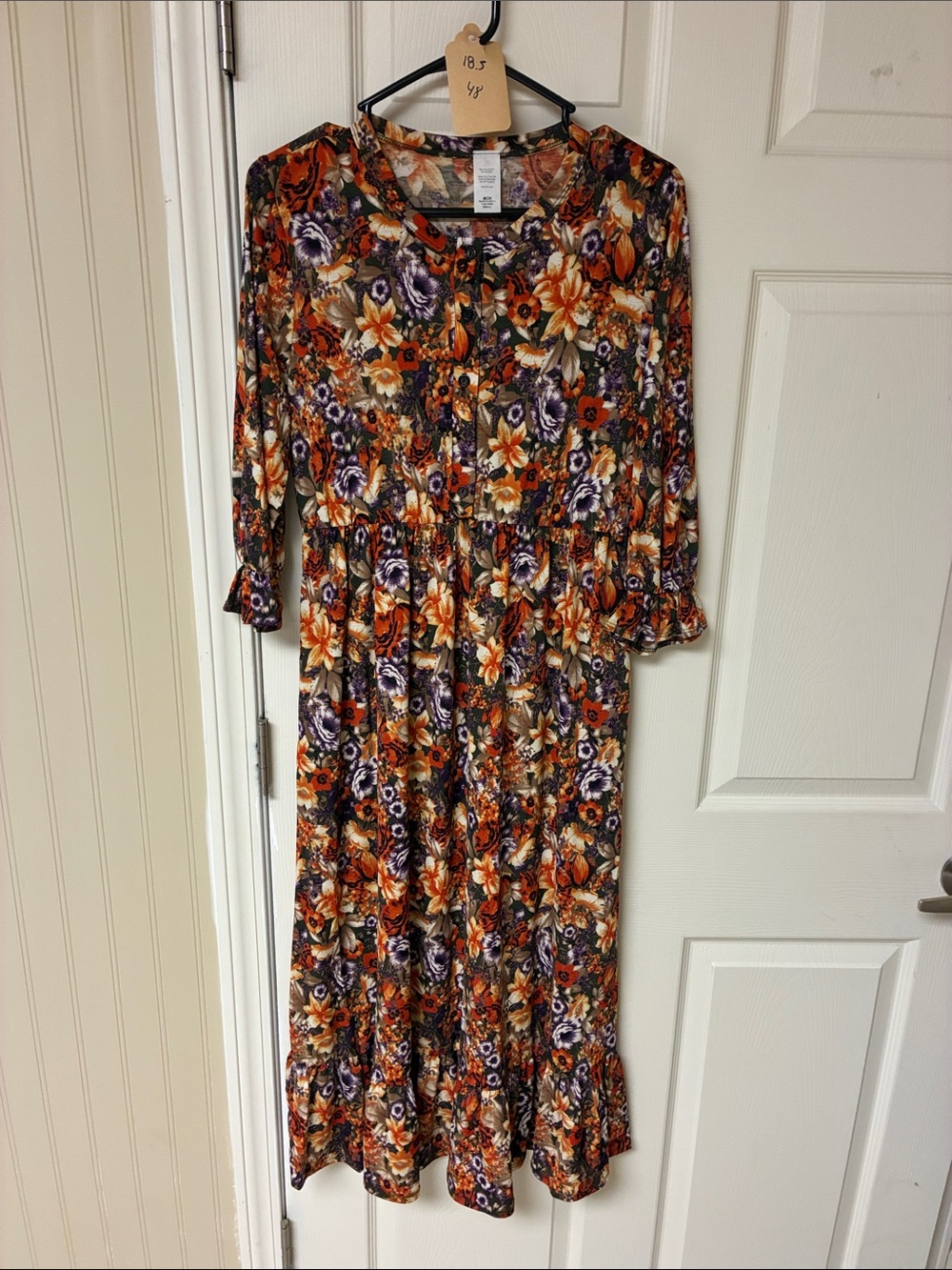 Floral Long Sleeve Maxi Dress in Autumn Mix